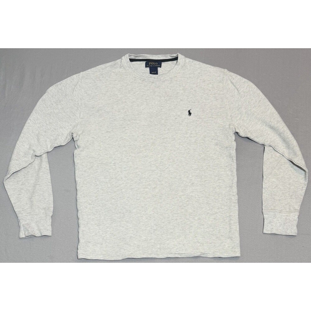 Polo Ralph Lauren Shirt Mens M Gray Thermal Waffle Knit Long Sleeve Cotton